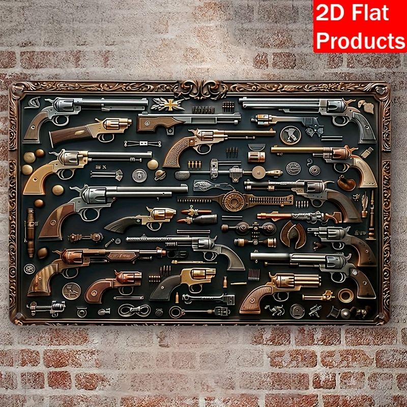 Vintage Collectible Guns - [Placa Decorativa de Metal] Placa Decorativa